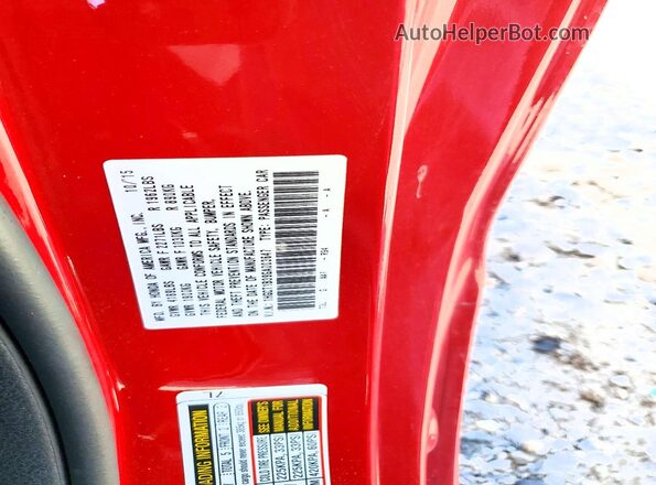 1HGCT1B39GA003647 2016 HONDA ACCORD Red Вид наклейки з VIN-кодом