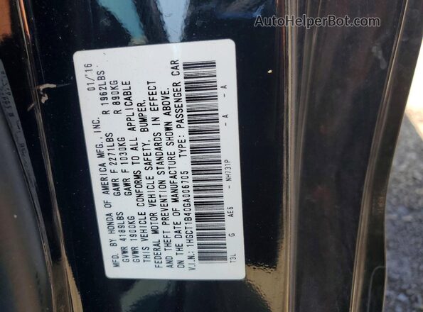 1HGCT1B40GA006705 2016 HONDA ACCORD Black Widok komory silnika