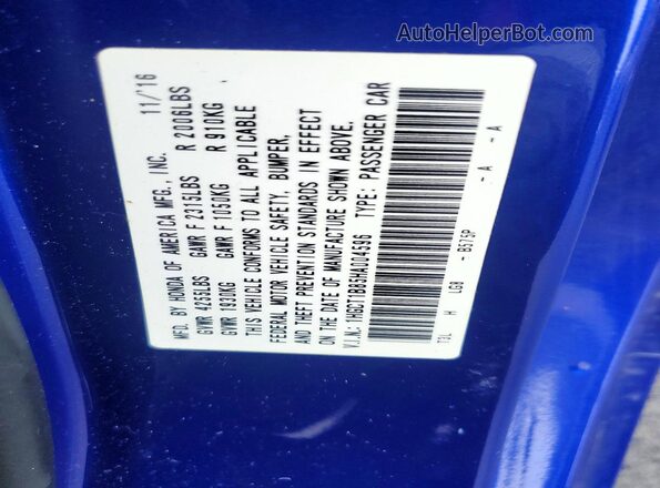 1HGCT1B85HA004596 2017 HONDA ACCORD Blue VIN sticker view