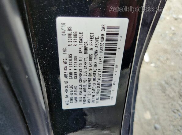 1HGCT2A86GA006153 2016 HONDA ACCORD Black Շարժիչի բաժամունքի տեսք