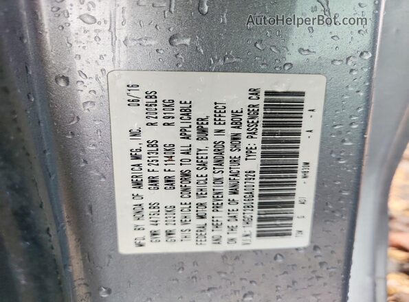 1HGCT2B06GA007926 2016 HONDA ACCORD Silver ძრავის განყოფილების ხედი