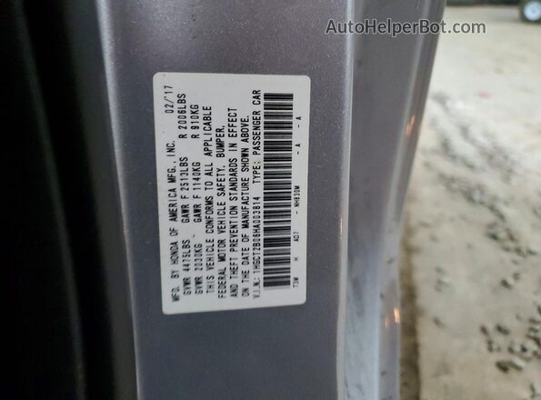 1HGCT2B06HA003814 2017 HONDA ACCORD Серебряный Вид подкапотного пространства