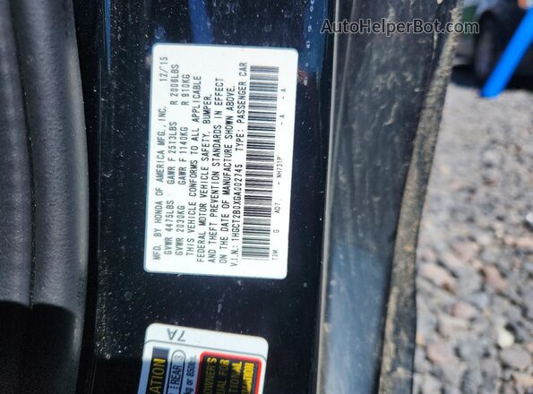 1HGCT2B0XGA002745 2016 HONDA ACCORD Black Widok komory silnika