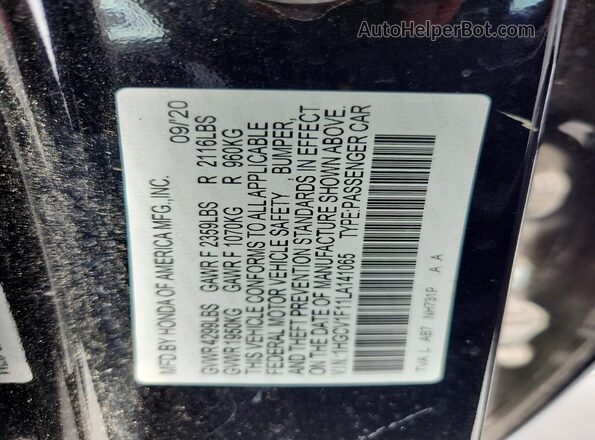 1HGCV1F11LA141065 2020 HONDA ACCORD Черный Вид подкапотного пространства