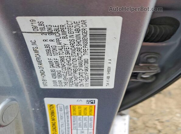 1HGCV1F14KA173863 2019 HONDA ACCORD Silver Engine compartment view