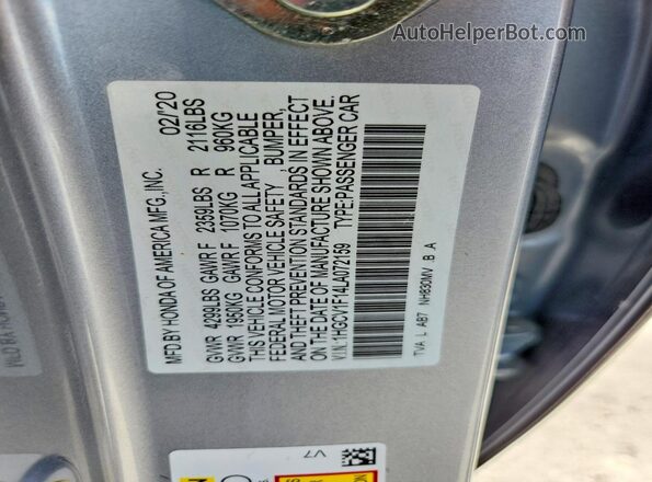 1HGCV1F14LA072159 2020 HONDA ACCORD Silver Vista del compartimento del motor