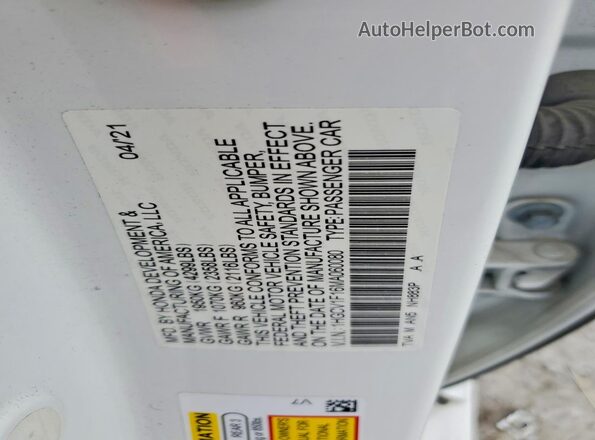 1HGCV1F16MA060080 2021 HONDA ACCORD White Engine compartment view