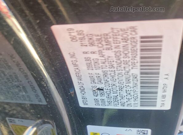 1HGCV1F17KA123457 2019 HONDA ACCORD Black VIN կոդի պիտակի տեսք