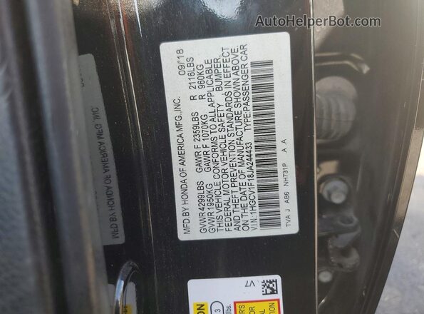 1HGCV1F18JA244433 2018 HONDA ACCORD Black Widok komory silnika