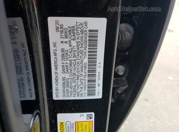 1HGCV1F19LA114633 2020 HONDA ACCORD Black Vista del compartimento del motor