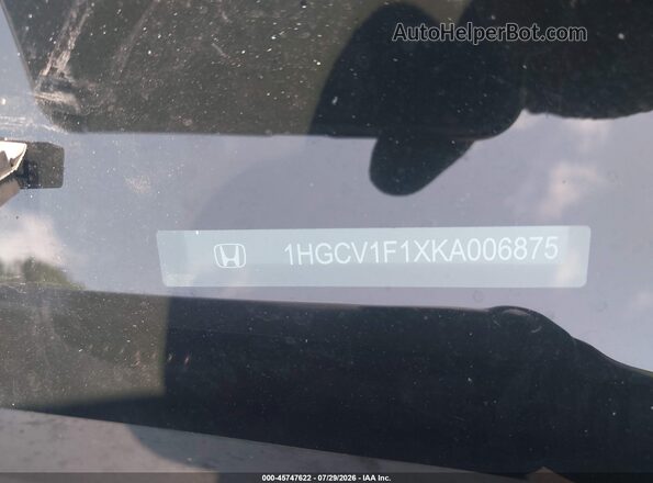 1HGCV1F1XKA006875 2019 HONDA ACCORD Silver Engine compartment view