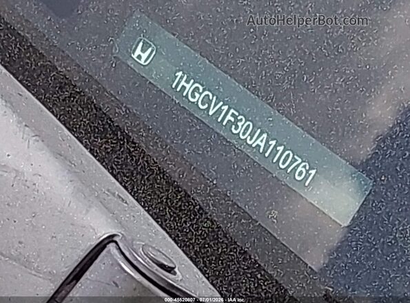 1HGCV1F30JA110761 2018 HONDA ACCORD Red Вид підкапотного простору