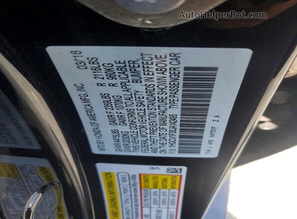 1HGCV1F30JA142495 2018 HONDA ACCORD Black VIN sticker view