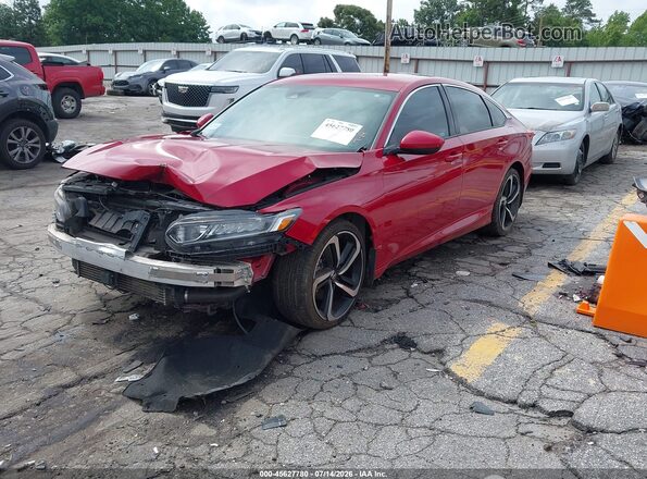 1HGCV1F30JA218944 2018 HONDA ACCORD Red Առջևի ձախ երեք քառորդ տեսարան