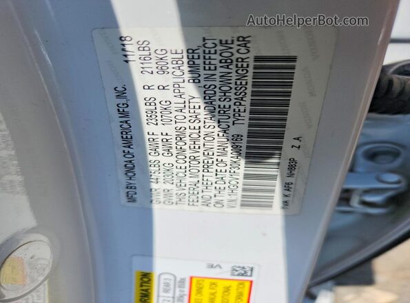 1HGCV1F30KA009169 2019 HONDA ACCORD White Widok komory silnika