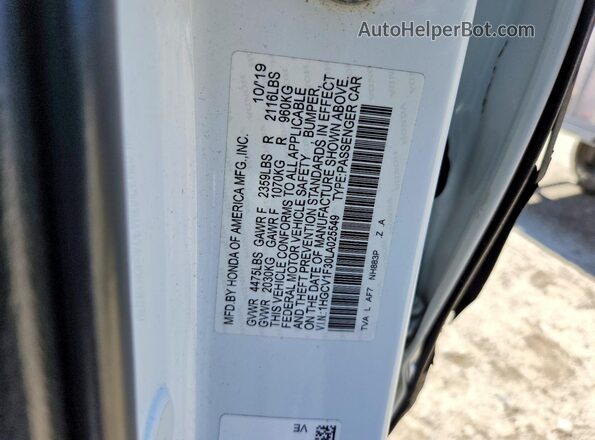 1HGCV1F30LA025549 2020 HONDA ACCORD White Engine compartment view