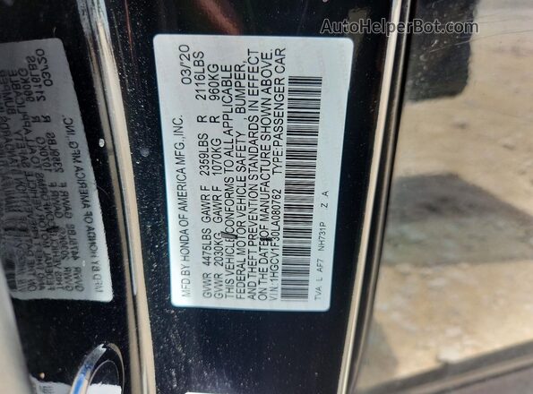 1HGCV1F30LA080762 2020 HONDA ACCORD Black Շարժիչի բաժամունքի տեսք