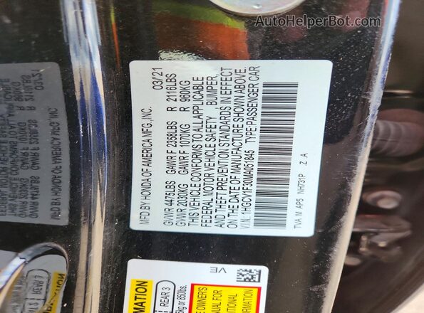 1HGCV1F30MA051845 2021 HONDA ACCORD Charcoal Вид підкапотного простору