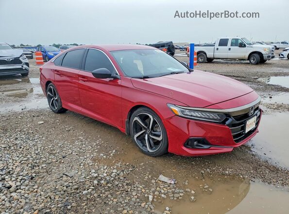 1HGCV1F30MA077975 2021 HONDA ACCORD Красный Передняя правая четверть