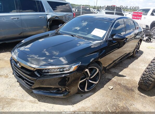 1HGCV1F30MA079435 2021 HONDA ACCORD Black Передня ліва чверть