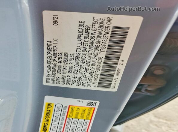 1HGCV1F30MA100395 2021 HONDA ACCORD Gray Вид підкапотного простору