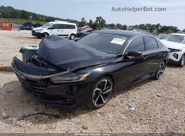 1HGCV1F30NA079775 2022 HONDA ACCORD Black Առջևի ձախ երեք քառորդ տեսարան