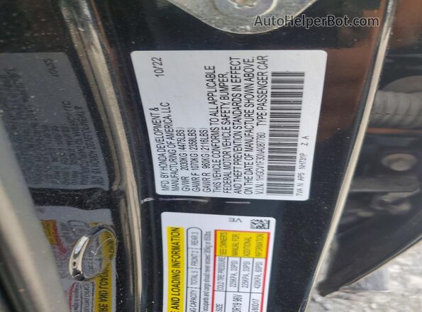1HGCV1F30NA087780 2022 HONDA ACCORD Black Շարժիչի բաժամունքի տեսք