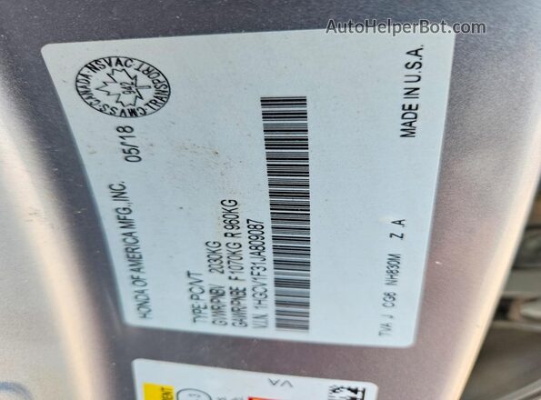1HGCV1F31JA809087 2018 HONDA ACCORD Gray Вид підкапотного простору