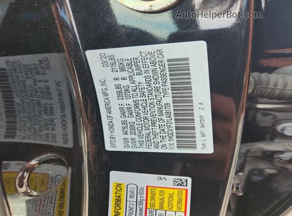 1HGCV1F31LA081709 2020 HONDA ACCORD Black Вид підкапотного простору