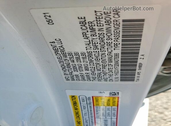 1HGCV1F32MA078366 2021 HONDA ACCORD White VIN կոդի պիտակի տեսք