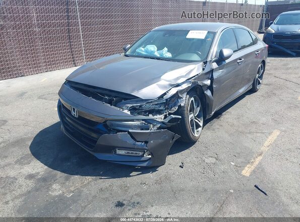 1HGCV1F33KA069950 2019 HONDA ACCORD Gray წინა მარცხენა ხედი სამი მეოთხედიდან