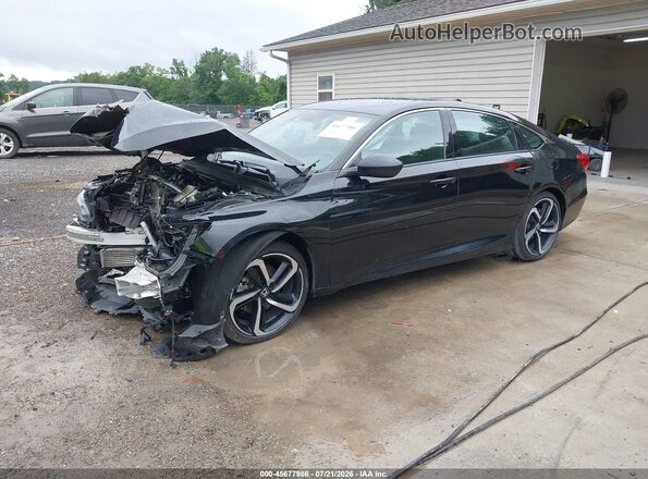 1HGCV1F33NA117645 2022 HONDA ACCORD Черный Передняя левая четверть