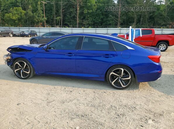 1HGCV1F34JA170316 2018 HONDA ACCORD Blue Задня ліва чверть