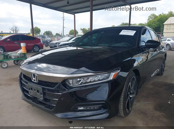 1HGCV1F34KA036357 2019 HONDA ACCORD Black წინა მარცხენა ხედი სამი მეოთხედიდან
