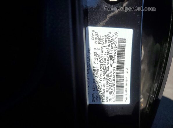 1HGCV1F34KA122249 2019 HONDA ACCORD Black Vista del compartimento del motor