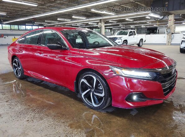 1HGCV1F34MA098909 2021 HONDA ACCORD Red Przód prawy