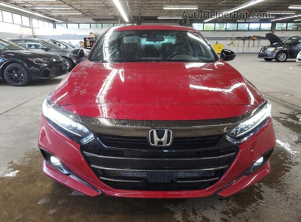 1HGCV1F34MA098909 2021 HONDA ACCORD Red Widok naklejki z numerem VIN