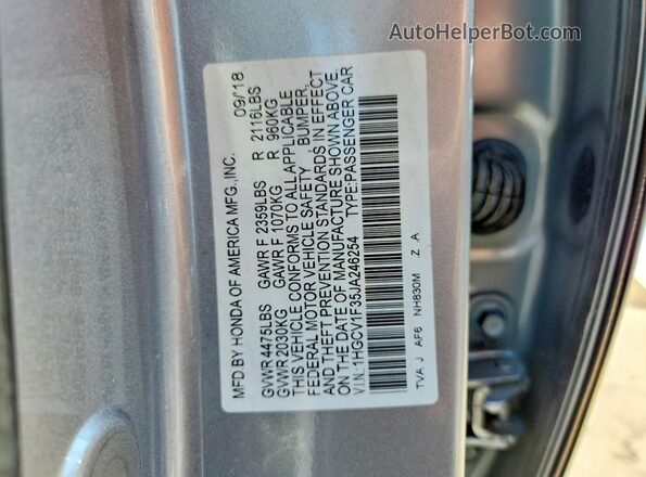 1HGCV1F35JA246254 2018 HONDA ACCORD Silver Widok komory silnika