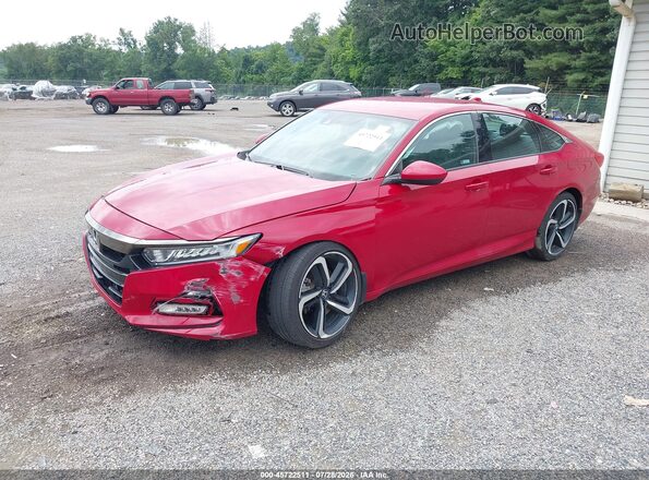 1HGCV1F35KA164512 2019 HONDA ACCORD Red Առջևի ձախ երեք քառորդ տեսարան