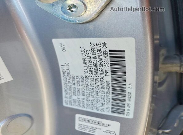 1HGCV1F35MA084811 2021 HONDA ACCORD Серебряный Вид подкапотного пространства