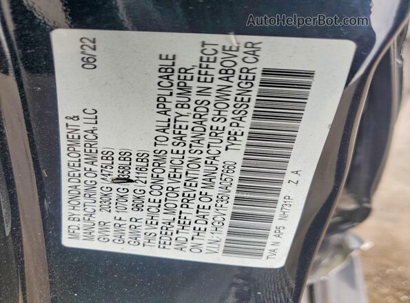 1HGCV1F35NA057660 2022 HONDA ACCORD Black Widok komory silnika