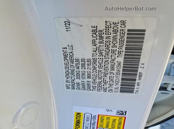 1HGCV1F35NA105447 2022 HONDA ACCORD White Vista del compartimento del motor
