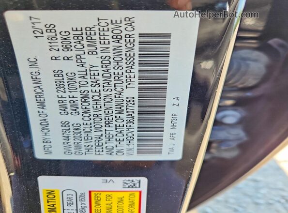 1HGCV1F36JA077250 2018 HONDA ACCORD Black Widok komory silnika