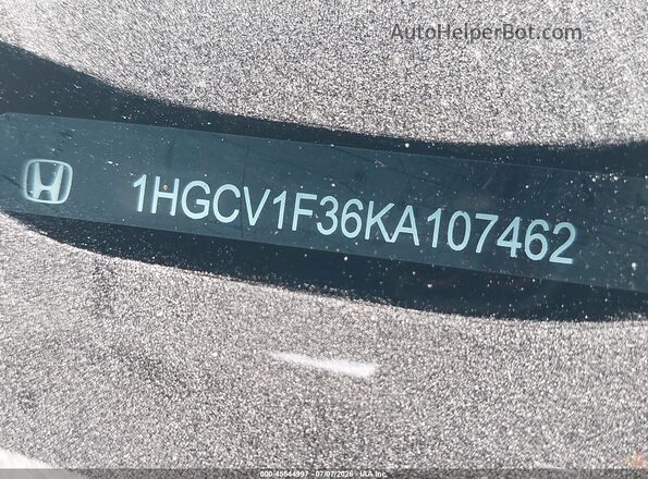 1HGCV1F36KA107462 2019 HONDA ACCORD Белый Вид подкапотного пространства