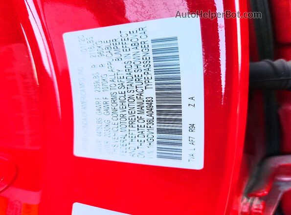 1HGCV1F36LA049483 2020 HONDA ACCORD Красный Вид подкапотного пространства