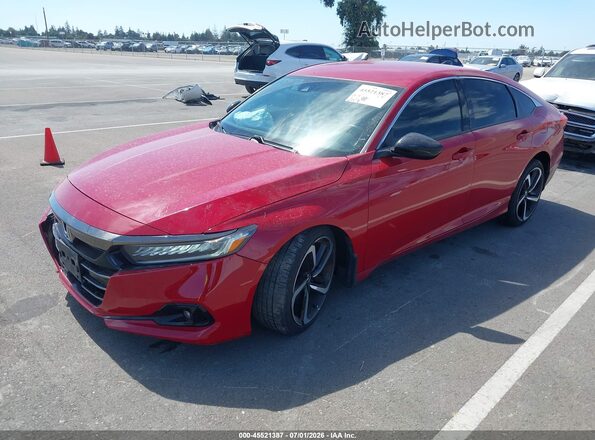 1HGCV1F36MA017263 2021 HONDA ACCORD Red Передня ліва чверть