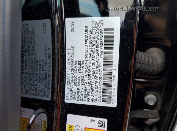 1HGCV1F36NA071776 2022 HONDA ACCORD Black Vista del compartimento del motor