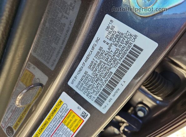 1HGCV1F37JA212008 2018 HONDA ACCORD Gray Вид підкапотного простору