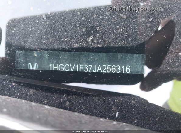 1HGCV1F37JA256316 2018 HONDA ACCORD Black Вид підкапотного простору