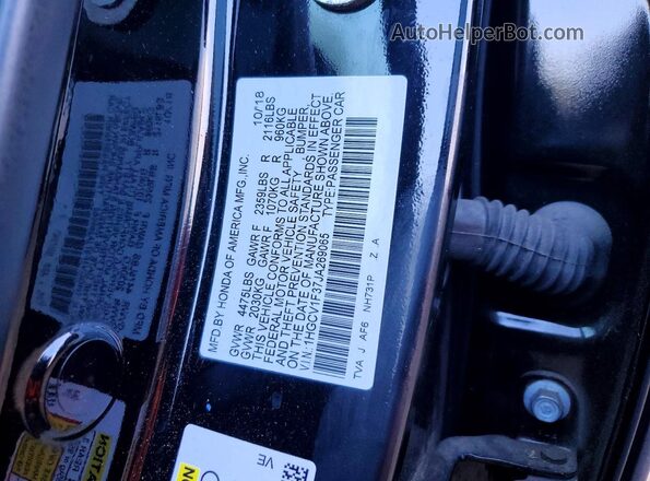 1HGCV1F37JA269065 2018 HONDA ACCORD Black Вид підкапотного простору
